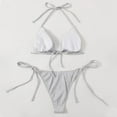 thumbnail image 5 of Solid Color 2 Piece Swimwear Bikini Set for Women Featuring Hanging Neck Triangle Top and String Cheeky Thong Bathing Suits, 5 of 5