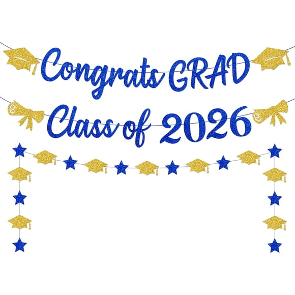 Yanonmyfd Black and Red Congrats Grad Banner,Class of 2026 Banner and Graduation Caps Garland,Glitter Red Graduation Decorations Banner,Pre-Strung Graduation Banner for Graduation Decorations 2026