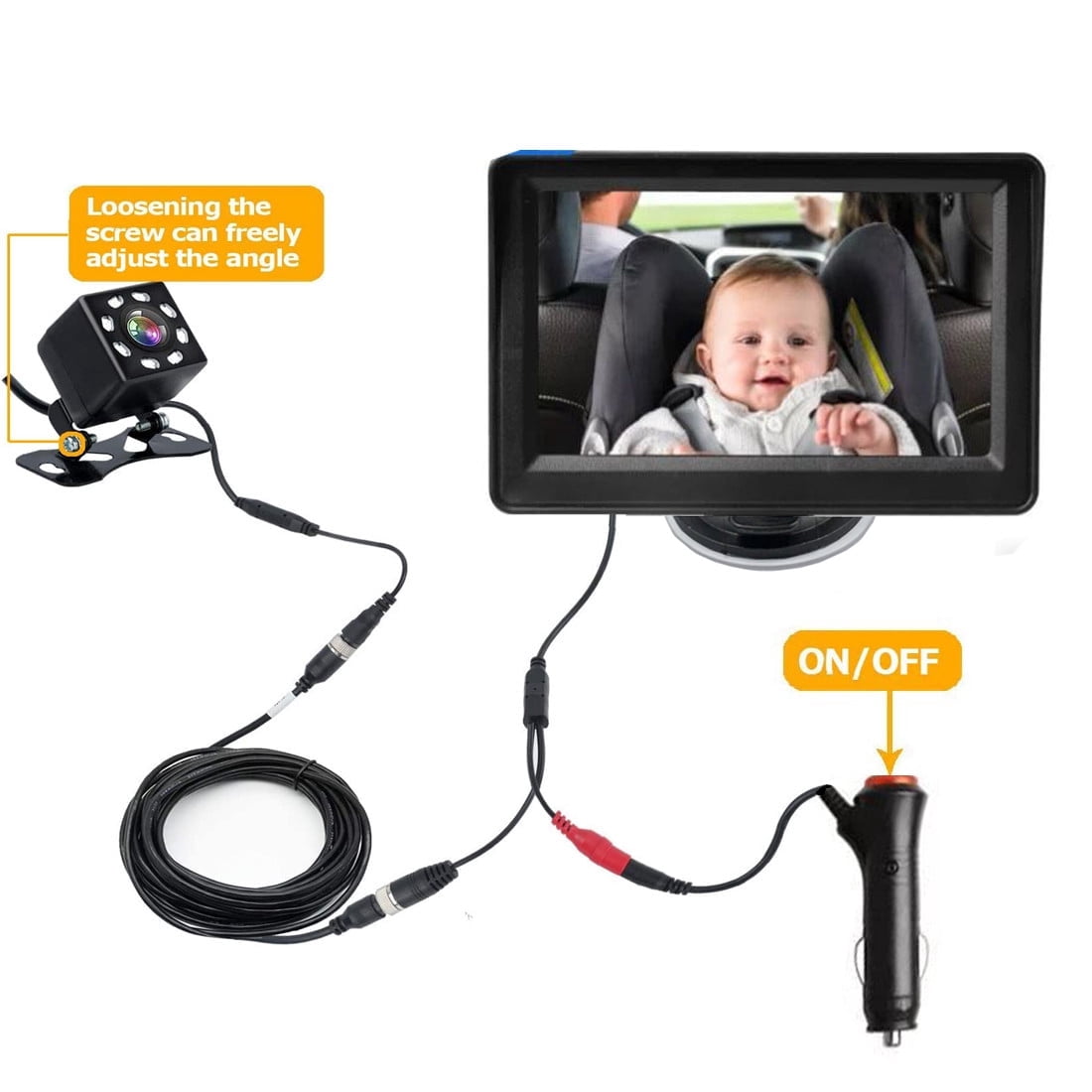 56 STORE Baby Car Back Seat Camera, 4.3" HD 1080P Monitor Screen Camera Night Vision Infant Mirror