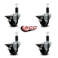 thumbnail image 2 of 3 Inch Soft Rubber Swivel 1-1/8 Inch Expanding Stem Caster Set with Brake SCC, 2 of 2