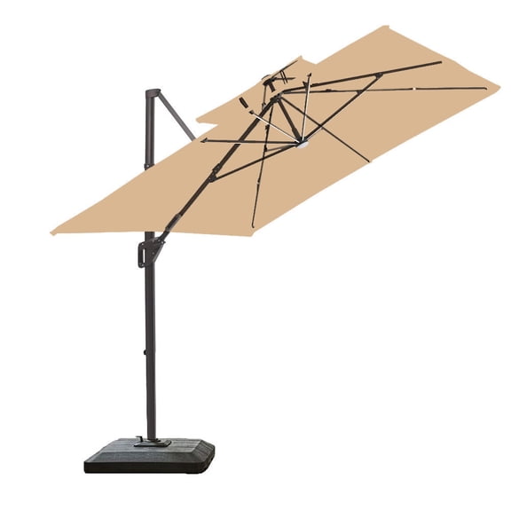Garden Winds Replacement Canopy Top Cover Compatible with The MEVBC JX-DL1013FT-BLACK 10' X 13' Patio Umbrella - Upgraded Performance Riplock 350 Fabric - Beige