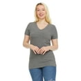 thumbnail image 3 of Sophia by Mia Olivia Women's Tailored Fit Short-Sleeve V-Neck T-Shirt, Pack of 3 Fashion Essential- Value Trio Versatile Styling Options for Professionals, Students and Moms Black. Navy, Charcoal, 3 of 11