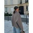 thumbnail image 4 of Chaquetas de mezcla de lana Lisa con solapa de un solo pecho para mujer, abrigo acolchado de manga larga, prendas de vestir exteriores de calle para oficina para otoño, 4 of 4