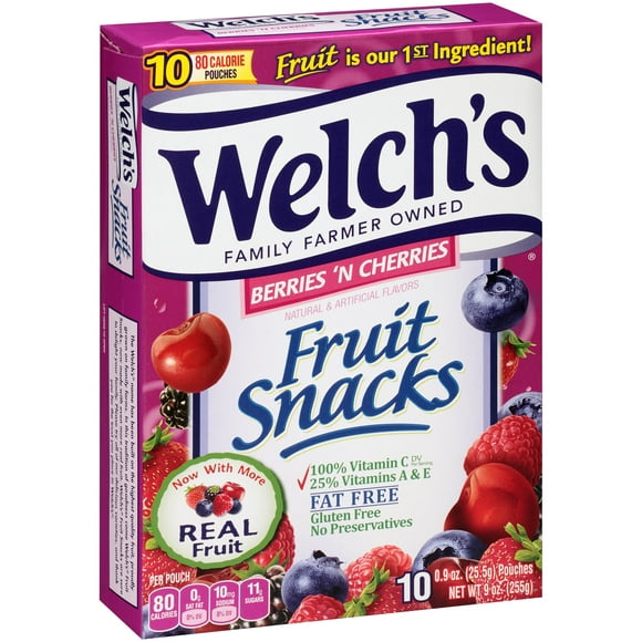 Welch's Berries 'n Cherries Fruit Snacks, 0.9 oz, 10 count