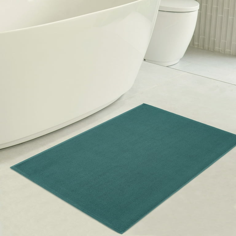 American Soft Linen Non Slip Bath Rug Turkish Cotton 17x24 Inches Soft Absorbent Bath Mat Rugs - Turquois Blue