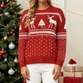 thumbnail image 6 of larppty Women Ugly Christmas Tree Reindeer Holiday Knit Sweater Pullover (Red, L), 6 of 6