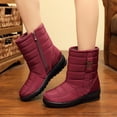 thumbnail image 2 of comerut Women Winter Anti Skid Plush Warm Mid Calf Snow Boots Outdoor Walking Shoes, 2 of 8