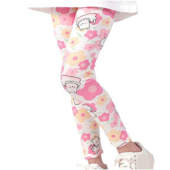 Meresysid Girls Athletic Leggings Kids Dance Running Yoga Pants Workout Active Dance Tights with Pockets Summer Pants Pink 6-7 Years