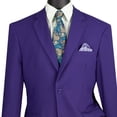 thumbnail image 2 of LUCCI Men's Purple 2-Button Classic-Fit Poplin Polyester Suit - NEW - 34R, 2 of 3