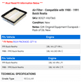 thumbnail image 2 of Air Filter - Compatible with 1988 - 1991 Buick Reatta 1989 1990, 2 of 2