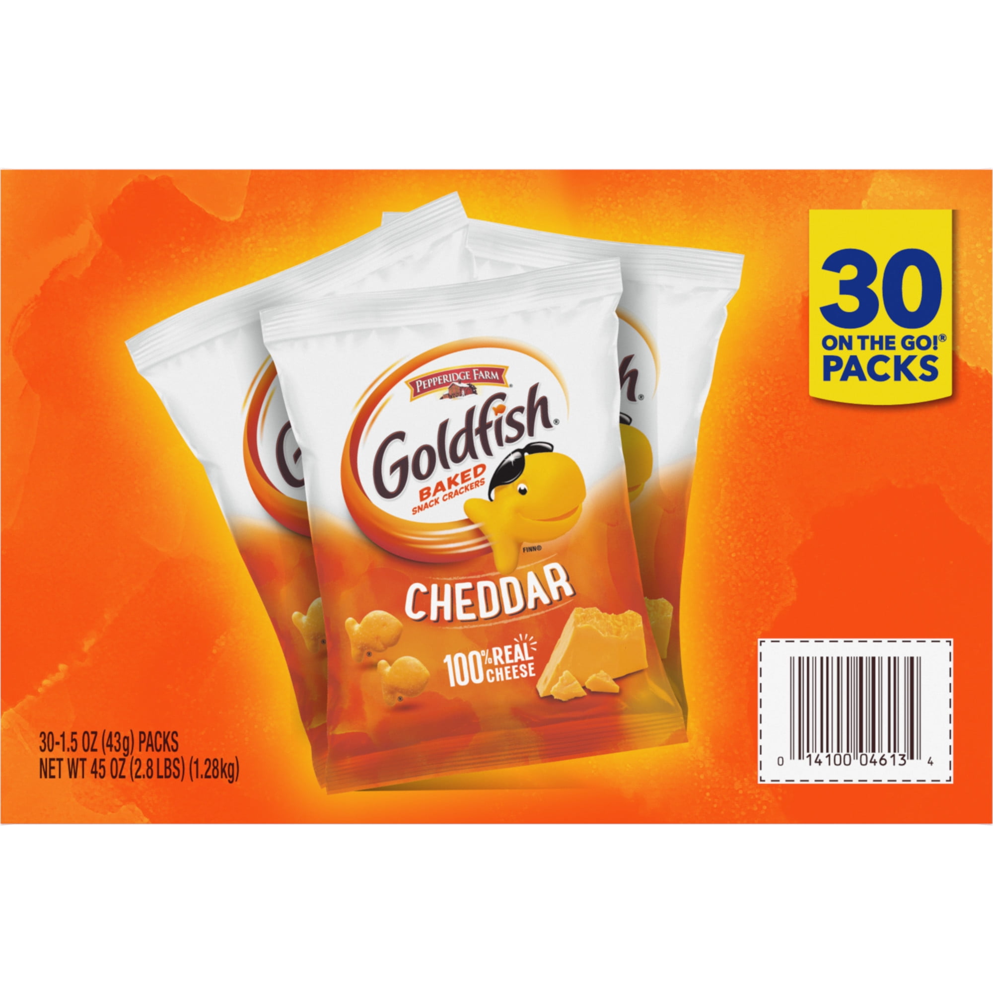 Pepperidge Farm Goldfish Cheddar Crackers, 1.5 oz. Snack Packs, 30 Count