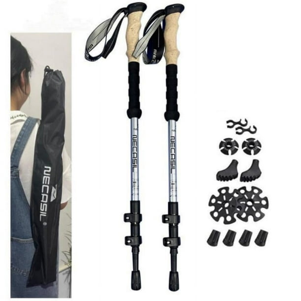 2 Bastones De Trekking De Fibra De Carbono - Ajustables Y Ligeros Para Senderismo Y Montañismo