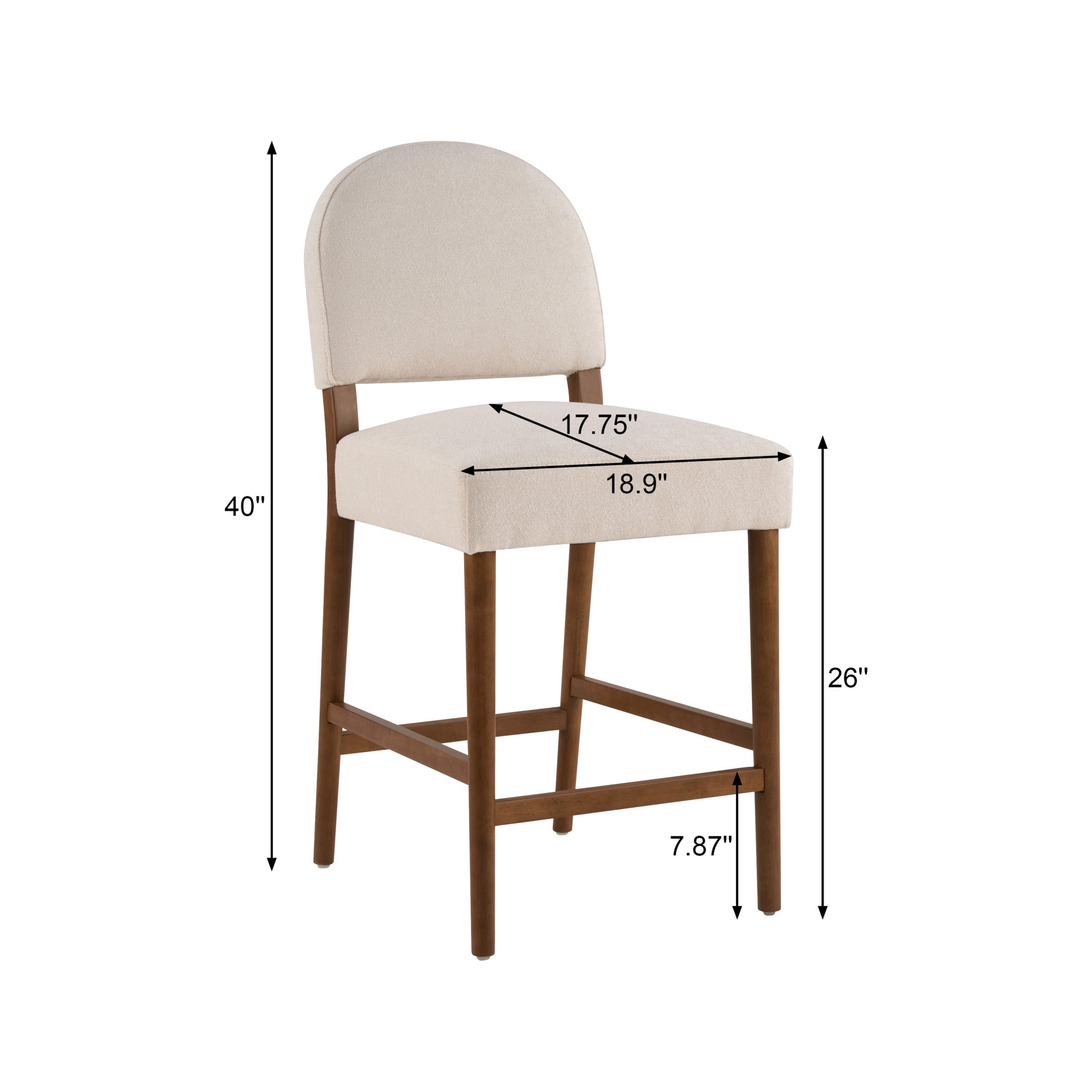 Christopher Knight Home 40" Modern Counter Height Fabric Bar Stools Set of 2, Rubberwood Frame, Beige