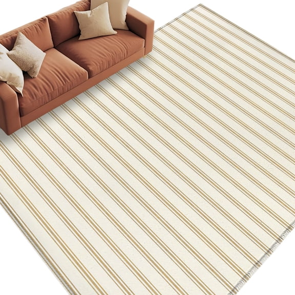 Yellow Striped Area Rug 5x7 Washable Rug Non Slip Modern Boho Vertical Stripes Large Area Rug Soft Stainresistant Indoor Floor Carpet for Living Room Bedroom Home Office Dining Room Nursery