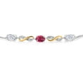 thumbnail image 2 of Gem Stone King 925 Silver and 10K Yellow Gold Pink Tourmaline Lab Grown Diamond Bracelet for Women Set with Moissanite (1.51 Cttw), 2 of 3