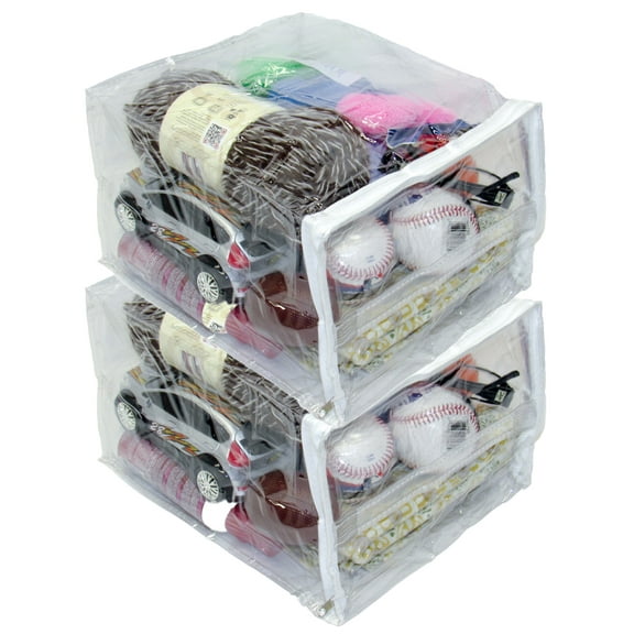 2-Pack Heavy Duty Vinyl Zippered See-Through Storage Bags With Handle (Clear) (9" x 11" x 7") for Shirts, Cosmetics, Arts & Crafts Supplies and Much More! 3 Gallon