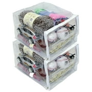 2-Pack Heavy Duty Vinyl Zippered See-Through Storage Bags With Handle (Clear) (9" x 11" x 7") for Shirts, Cosmetics, Arts & Crafts Supplies and Much More! 3 Gallon