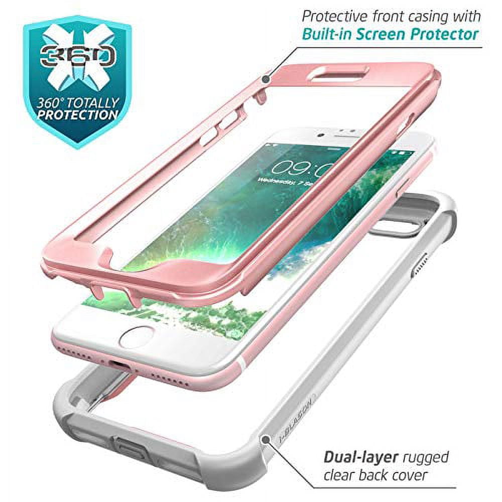 i-Blason Ares Clear Series Designed (Built-in Screen Protector) Full-Body Rugged Clear Bumper Case for iPhone SE 2020/ iPhone 8/ iPhone 7 (Pink)