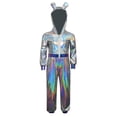 thumbnail image 4 of CONZONE Carnival Womens Aliens Dress Up Fashion Pu Leather Jumpsuit With Headwear Funny Party Stage Performance Outfits, 4 of 4