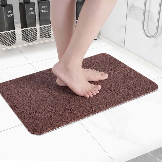 Alfombrilla de bañera antideslizante Hargiis, de secado rápido, color marrón, 60 x 40 cm