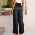 thumbnail image 4 of Wutalume Women's Satin Palazzo Pants, Summer Casual Wide Leg Trousers, Flowy Beach Vacation Outfits,Elastic Waist, Dress Up or Down,Black L, 4 of 5