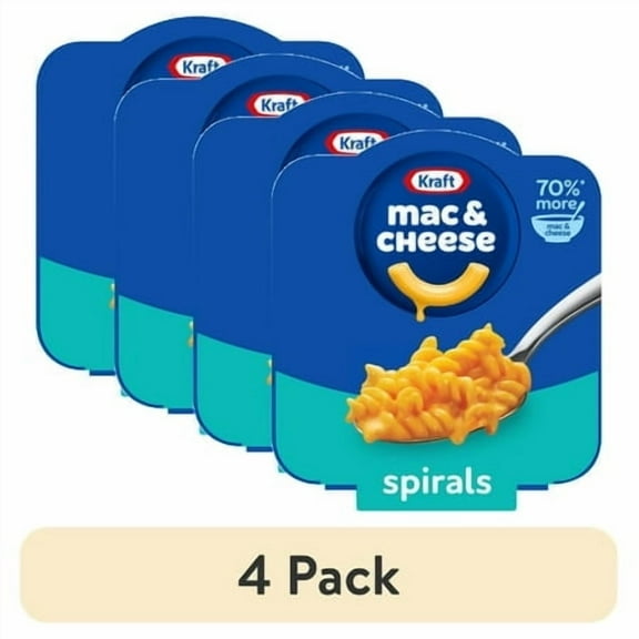 (4 pack) Kraft Spirals Mac and Cheese, 1 Big Bowl, for Easy Dinner or Dinner Sides, Original Flavor, No Artificial Flavors, Preservatives or Dyes, 3.5 oz