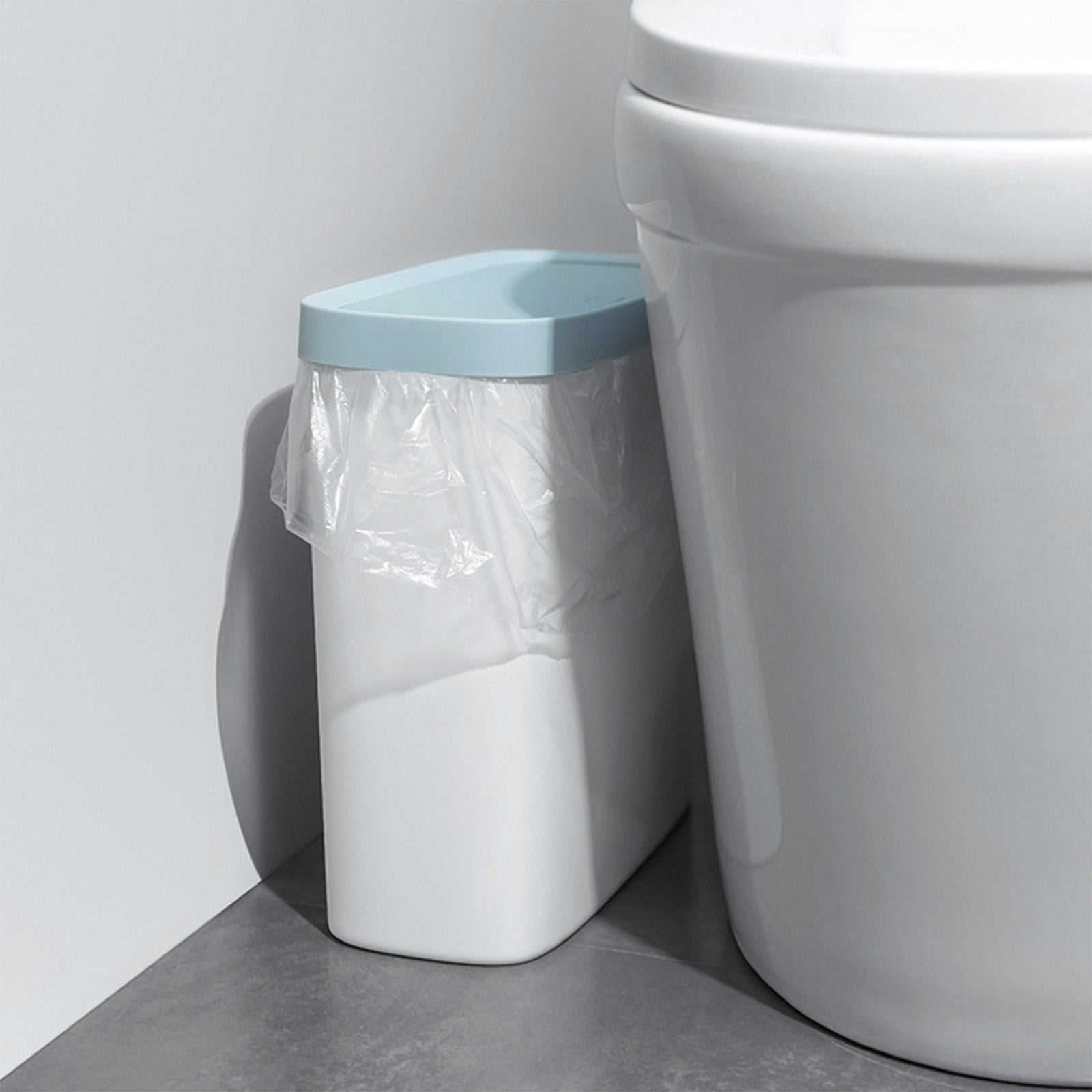 Kitchen Trash Can, Step-On Garbage Can with Lid, Tall Kitchen & Bathroom Trash Can, Small Office Waste Bin, Blue - Xuniizn