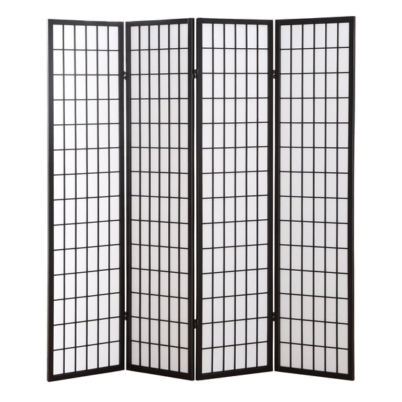 Roundhill Furniture 4 Panel Oriental Shoji Screen / Room Divider