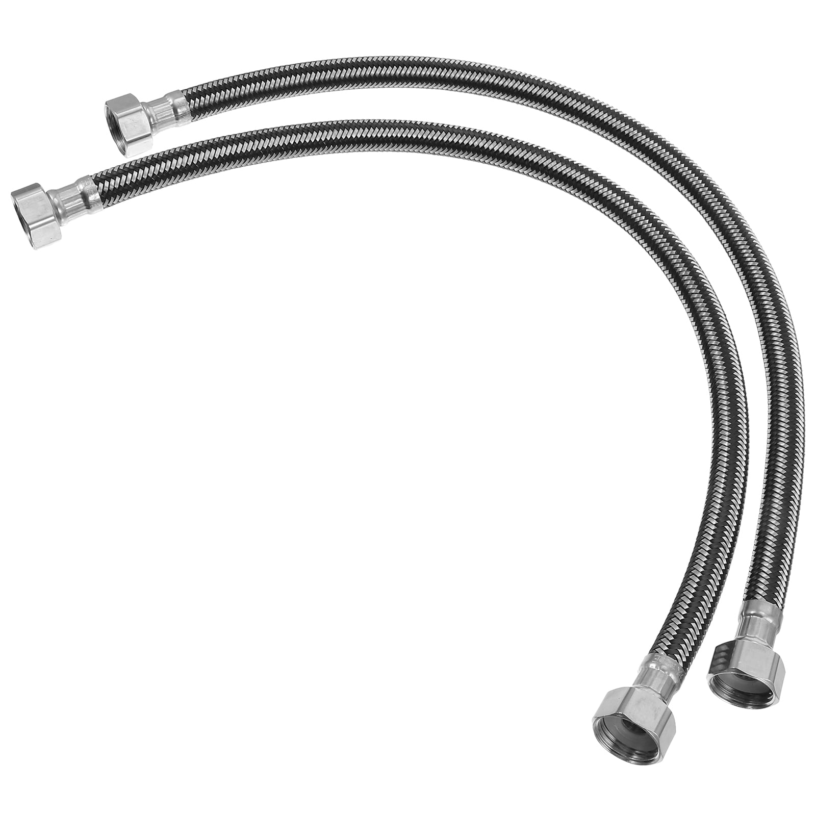 2pcs 50cm Faucet Connector Hose Stainless Steel Braided Water Supply