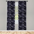 thumbnail image 2 of Ambesonne Tropical Curtains, Vintage Monsteras Palm, Pair of 28"x84", Quartz and Charcoal Grey, 2 of 4