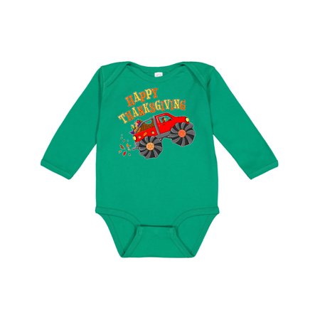 

Inktastic Happy Thanksgiving Monster Truck with Turkey and Food Gift Baby Boy or Baby Girl Long Sleeve Bodysuit