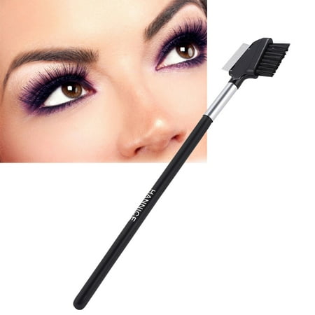 Eyelash Brush And Comb Metal Stainless Steel Eyebrow Eyelash Comb Brush Eyelash Extension Cosmetic Makeup Metal Eyelash Comb and Eyebrow Brush For Eyeliner, Define Lash & Brow Cosmetics ()