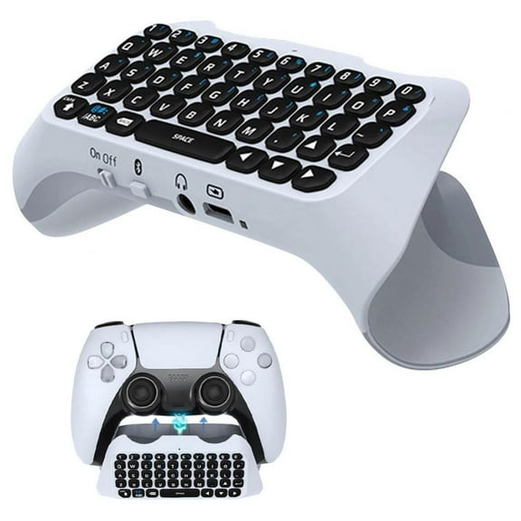 Wireless Keyboard for PS5 Controller, Bluetooth 3.0 Mini Chatpad Message Game Keyboard Keypad Built-in Speaker with 3.5mm Audio Jack for Messaging and Gaming Live Chat, for Playstation 5