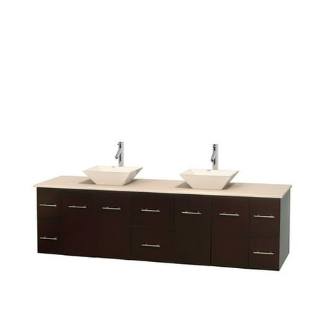 Marble Vanity Units For Bathroom Wyndham Collection Centra 80 inch Double Bathroom Vanity in Espresso, White Carrera Marble Countertop, Pyra Bone Porcelain Sinks, and No Mirror ()