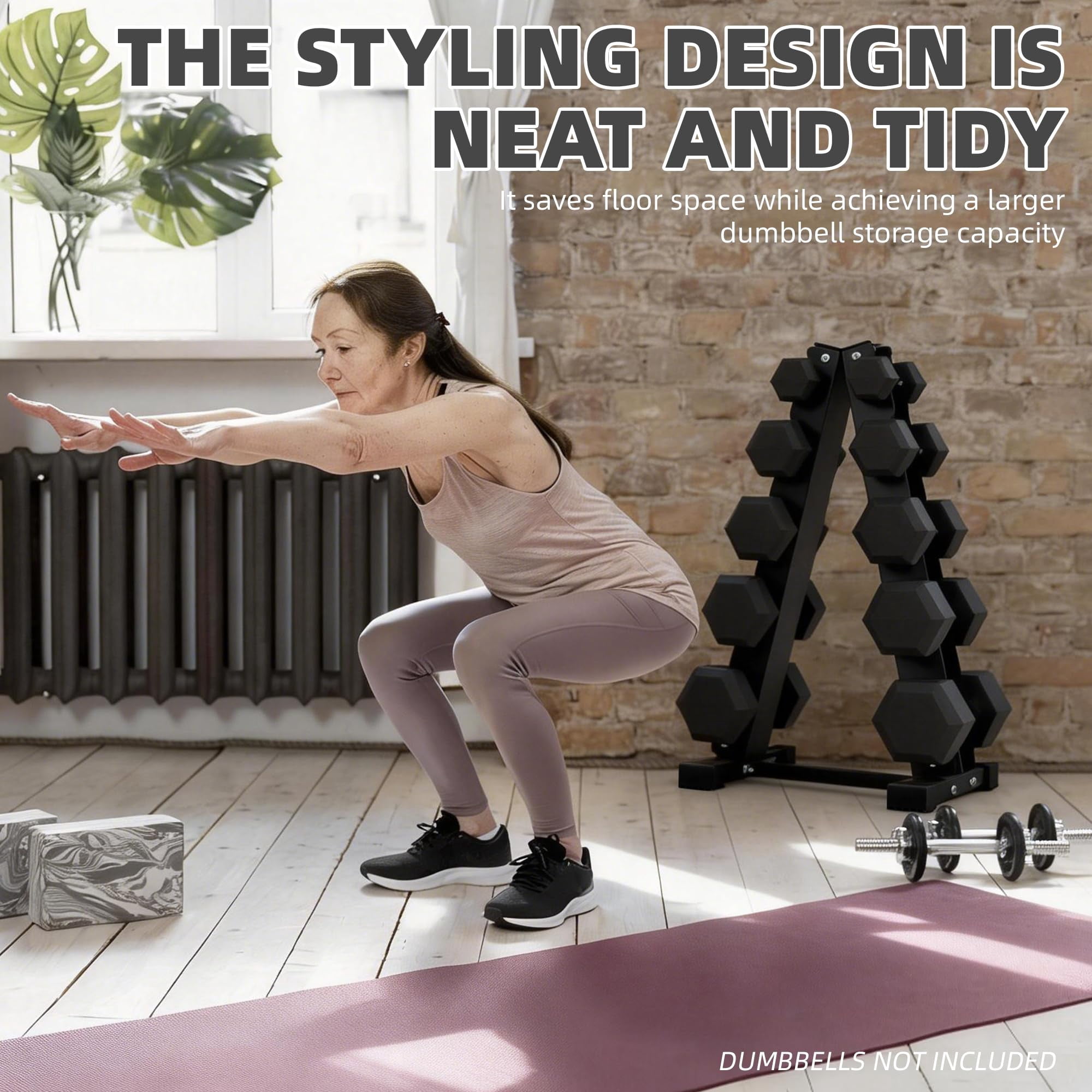 Signature Fitness A-Frame Dumbbell Rack with 25 lb Hex Dumbbell Pair, Heavy-Duty Steel Storage Rack for Home Gym