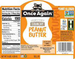 Once Again Peanut Butter Unsweetened Crunchy 9lbs