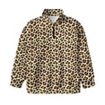 thumbnail image 4 of Uorisanigo Girls Half Zip Pullover Sweatshirt Oversized Quarter Zip Pullover Sweatshirts Fall Trendy Brown Cheetah Leopard Print Long Sleeve Shirts Top for Vacation Shopping Exercise Wear, 4 of 7