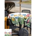 thumbnail image 5 of Outdoor Tablecloths with Umbrella Hole & Zipper, Watercolors Tulips 60x60 Inch Square Tablecloths, Spring Butterflies Flowers Leaves Plants Waterproof Table Cloth, Patio/Pool/Picnic Table Covers, 5 of 8