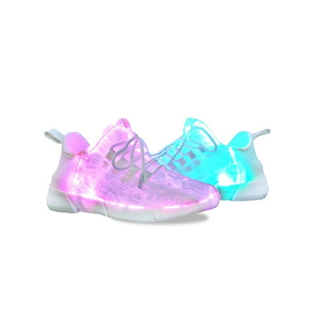 

Frontwalk Women/Men Casual Sneakers LED Light Running Shoes Luminous Walking Shoe Sports Fashion Trainers Boys Girls Lace Up Flats White 12.5C