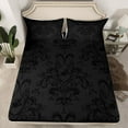 thumbnail image 2 of jejeloiu Gothic Damask Floral Bed Sheets,Black Halloween Witch King Sheets,Victorian Baroque Flower Sheet Set For Adult,Ultra Soft Home Decor,4-Piece, 2 of 7