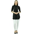 thumbnail image 4 of Bimba Women's Mandarin Collar Blouses Button-Down Casual Cotton Tunic Shirt, 4 of 5