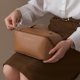 thumbnail image 4 of L grey Bolsa de maquillaje para mujer, bolsa de maquillaje de viaje de gran capacidad, bolsa de maquillaje plana portátil de gran apertura, 4 of 5