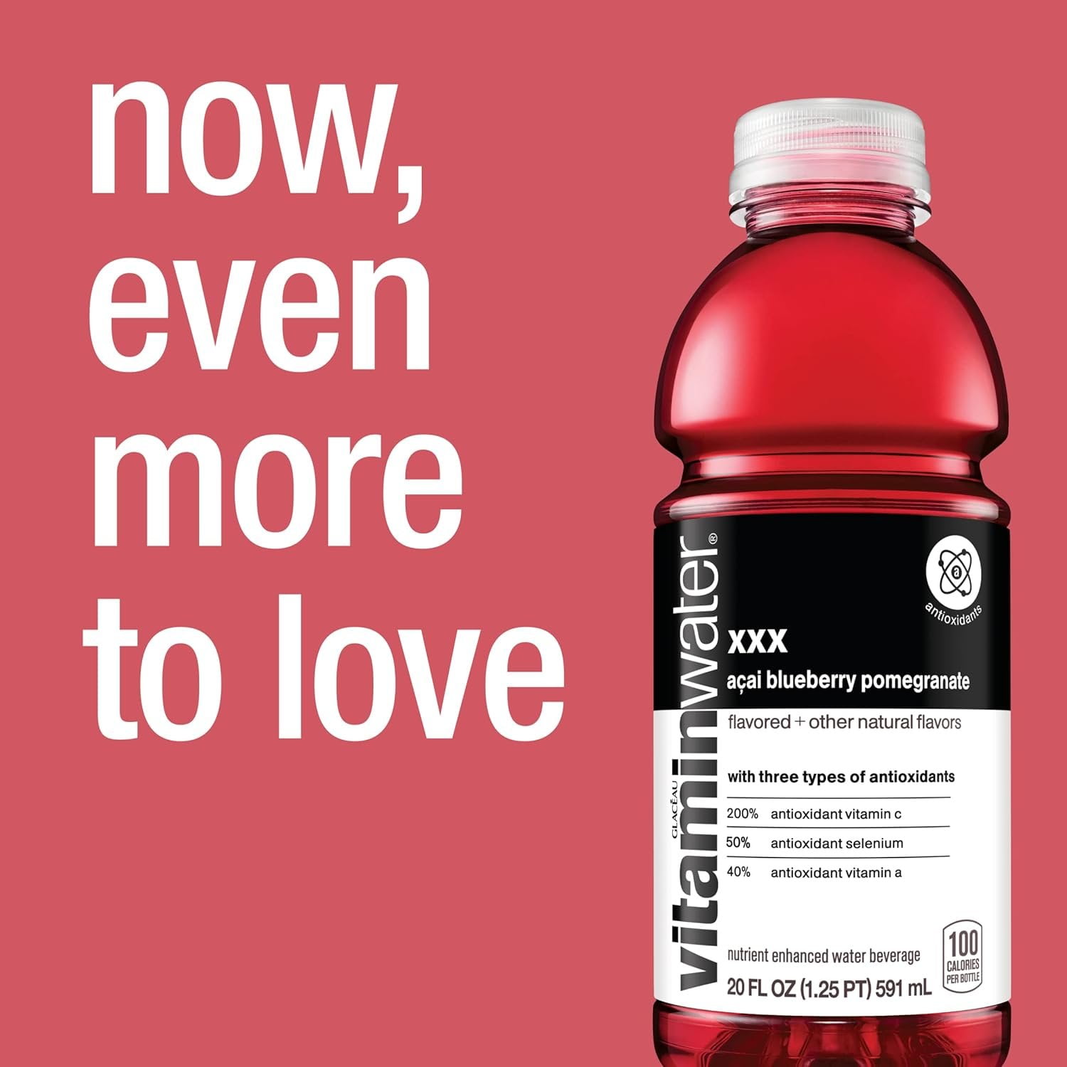 Vitamin Water Zero, Acai-Blueberry-Pomegranate - XXX, 20oz Bottle Pack of 6, Total of 120 Oz