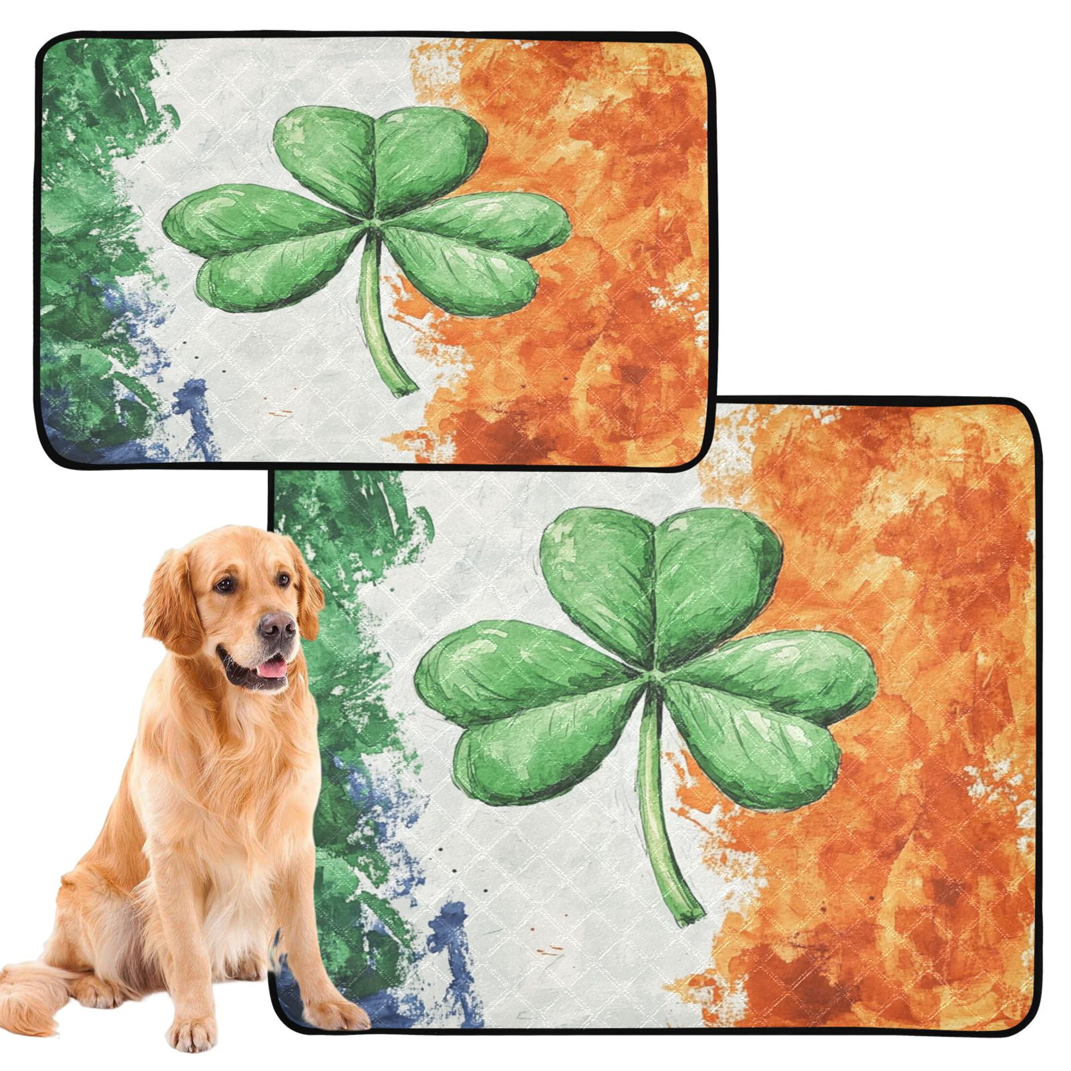 Qxltty Watercolor Style Of Large Green Shamrocks Cat litter Pads Pet Set of 3 Diaper Mats Center Anti-leakage Layer Absorbent Soft and Comfortable
