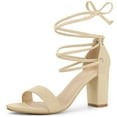 thumbnail image 1 of Sandalias de mujer con cordones y tacón grueso Perphy Beige 38, 1 of 6