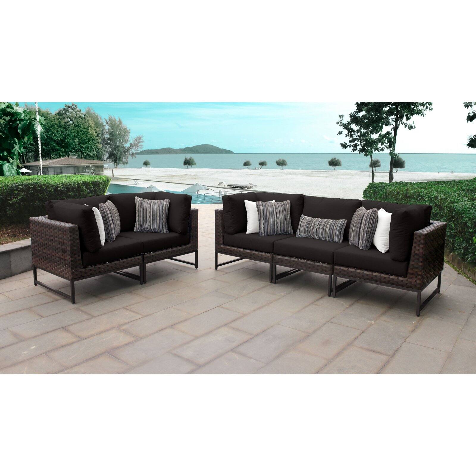 AMALFI 5 Piece Wicker Patio Furniture Set 05a in Gold and Cilantro - image 4 of 11