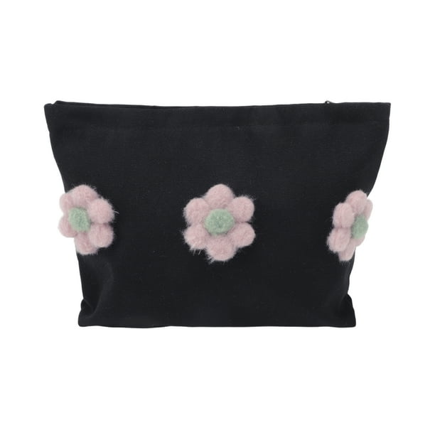 Bolsas de maquillaje de flores únicas 1 Pc para vacaciones y viajes de negocios Lona Beige