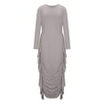 thumbnail image 6 of Womens Long Sleeve Mini Bodycon Dress Ruffle Ruched Crewnweck Slim Fit Short Dress Crewneck Party Club Dress, 6 of 7