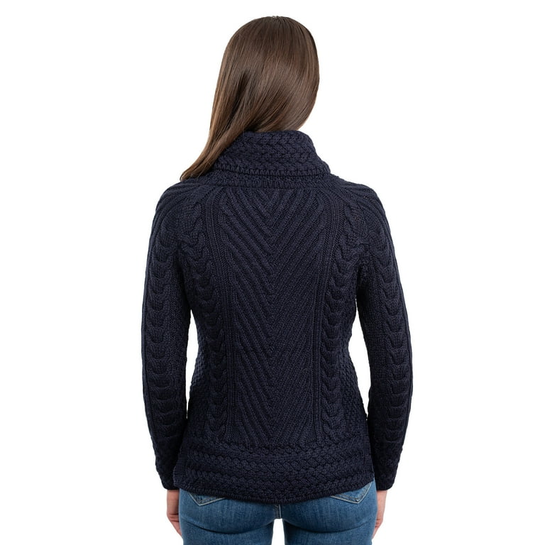 Ladies navy outlet cable knit jumper