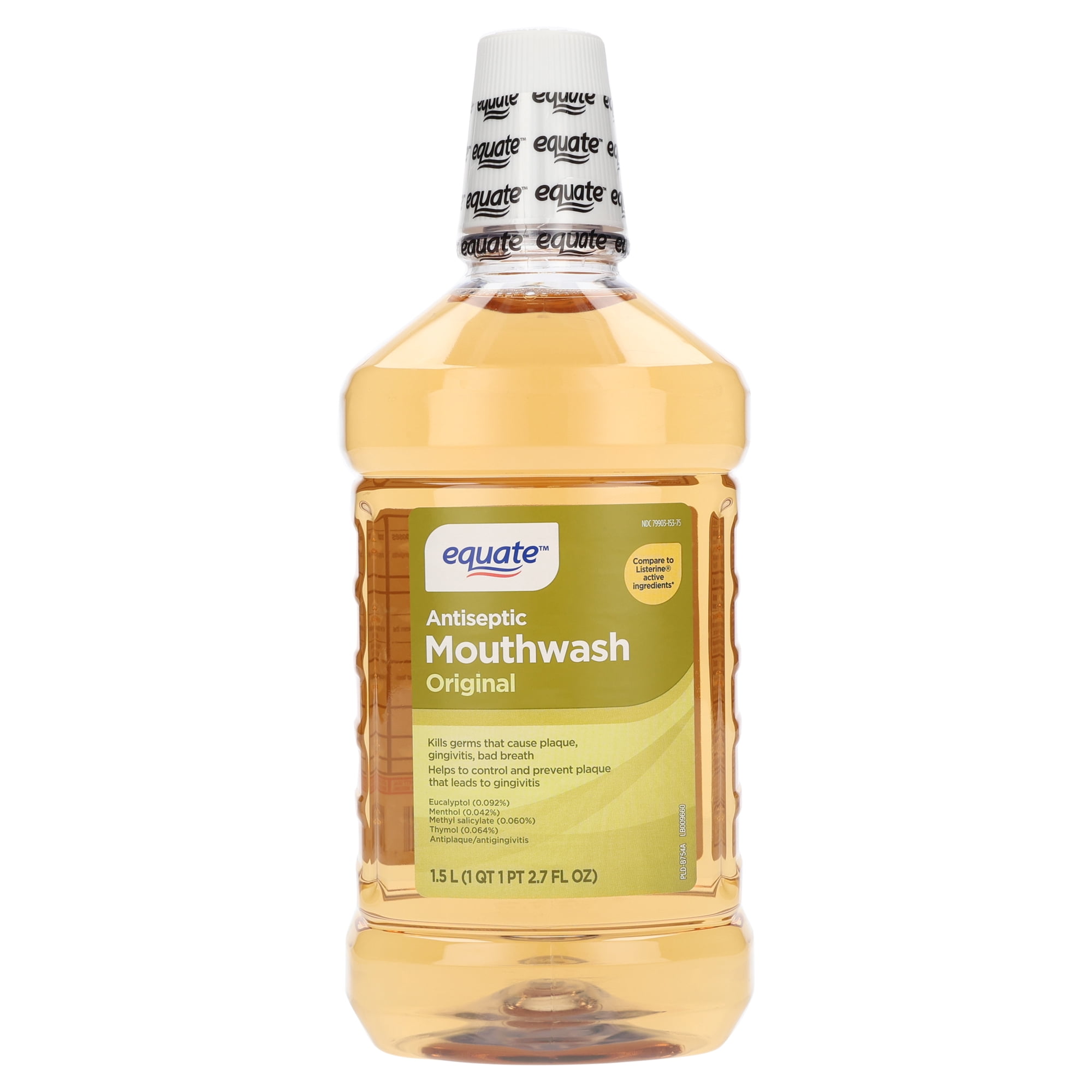 Equate Antiseptic Mouthwash, Original, 1.5 L